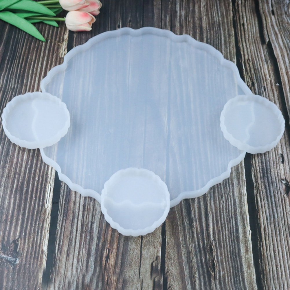 Serving Tray Mold - 2 Adet Kristal Reçine Silikon Tepsi
