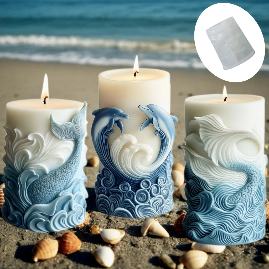 Resin Ocean Wave Mold - DIY okyanus dalgası köpük silindirik mum